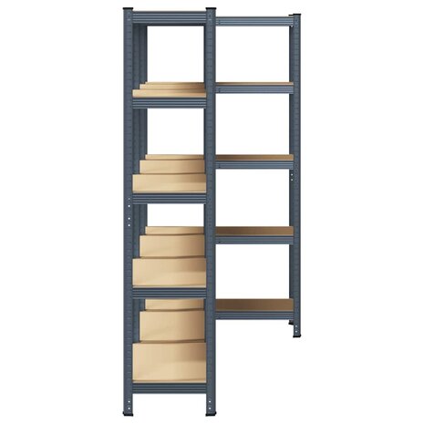 Opbergrekken 5-laags 3 st staal & bewerkt hout antracietkleurig 5