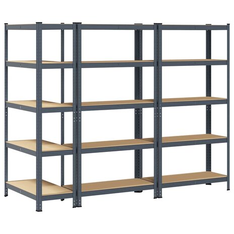 Opbergrekken 5-laags 3 st staal & bewerkt hout antracietkleurig 6