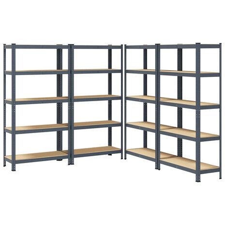 Opbergrekken 5-laags 4 st staal & bewerkt hout antracietkleurig 2