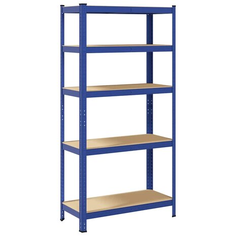 Opbergrek 5-laags staal & bewerkt hout blauw 6