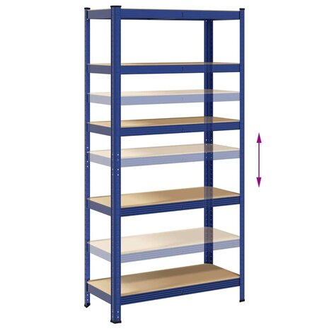 Opbergrek 5-laags staal & bewerkt hout blauw 8