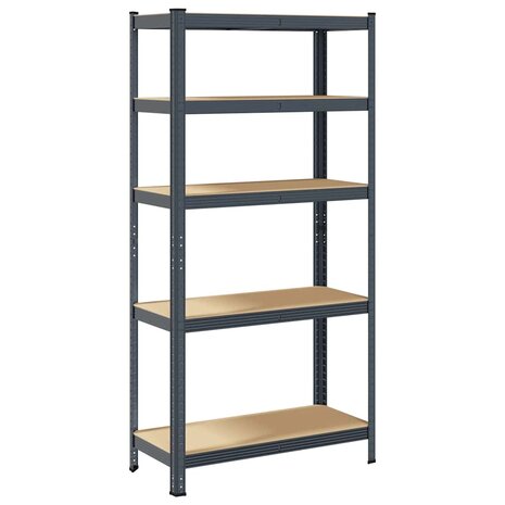 Opbergrek 5-laags staal & bewerkt hout antracietkleurig 2