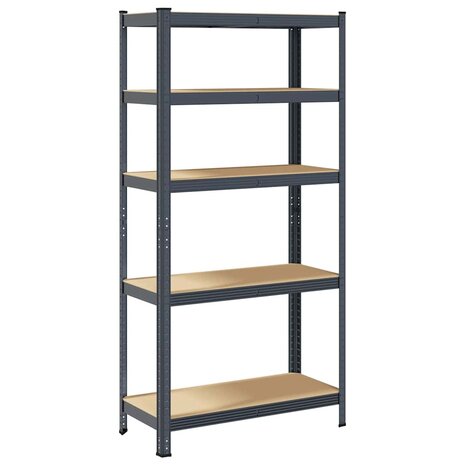 Opbergrek 5-laags staal & bewerkt hout antracietkleurig 6