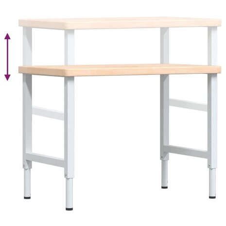 Werkbank rechthoekig 100x60x(73-99,5) cm massief eikenhout 9