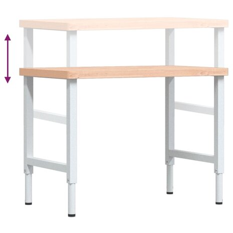 Werkbank rechthoekig 100x60x(73-99,5) cm massief beukenhout 9