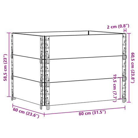 Palletopzetranden 3 st 80x60 cm massief grenenhout bruin 8