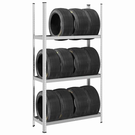 3-laags bandenrekken 2 st 110x40x200 cm staal zilverkleurig 1