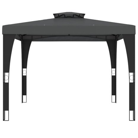 Prieel met dubbel dak 2,98x2,98 m staal antracietkleurig 3