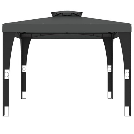 Prieel met dubbel dak 2,98x2,98 m staal antracietkleurig 4