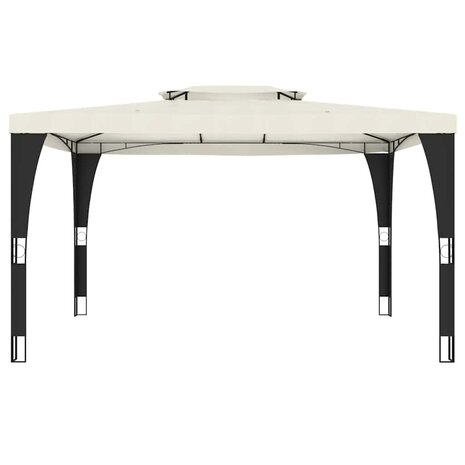 Prieel met dubbel dak 3,98x2,98 m staal crèmekleurig 3