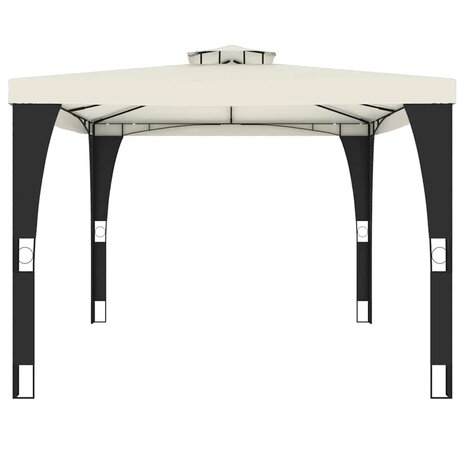 Prieel met dubbel dak 3,98x2,98 m staal crèmekleurig 4