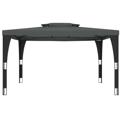 Prieel met dubbel dak 3,98x2,98 m staal antracietkleurig 3