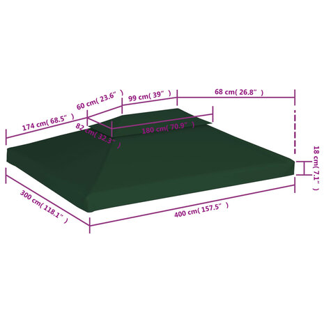 Vervangend tentdoek prieel 310 g/m² 3x4 m groen 6