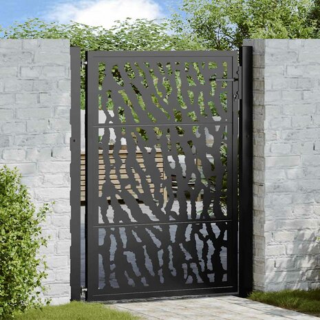 Poort met sporenontwerp 105x130 cm staal zwart 1