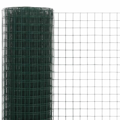 Kippengaas 10x1,5 m staal met PVC coating groen 3