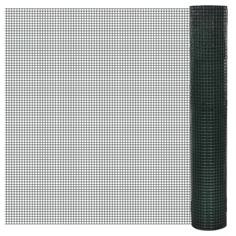 Kippengaas 25x1 m gegalvaniseerd staal met PVC-coating groen 1