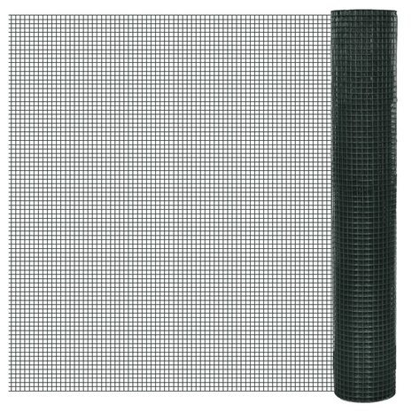 Kippengaas 25x1 m gegalvaniseerd staal met PVC-coating groen 1