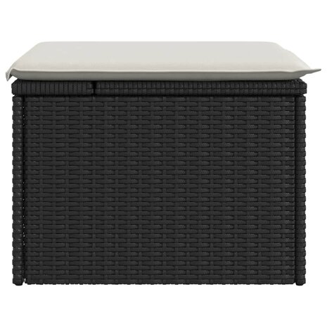 Tuinkruk met kussen 55x55x37 cm poly rattan zwart 5