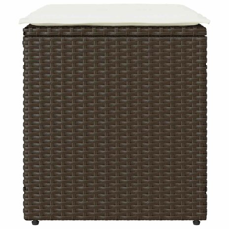 Tuinkrukken met kussens 2 st 40x40x43 cm poly rattan bruin 4
