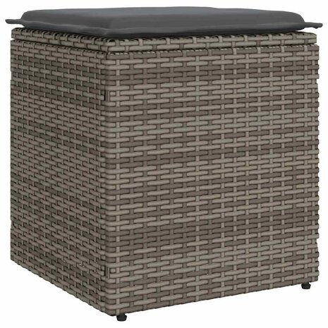 Tuinkrukken met kussens 2 st 40x40x43 cm poly rattan grijs 5
