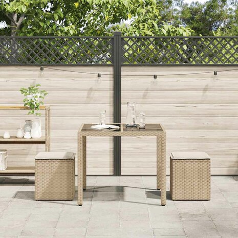 Tuinkrukken met kussens 2 st 40x40x43 cm poly rattan beige 3