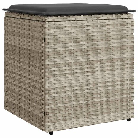 Tuinkrukken met kussens 2 st 40x40x43 cm poly rattan lichtgrijs 5