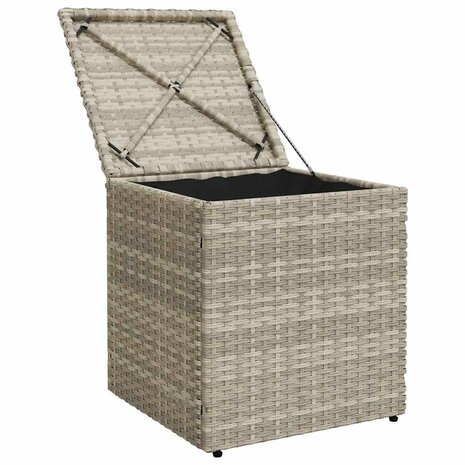 Tuinkrukken met kussens 2 st 40x40x43 cm poly rattan lichtgrijs 6
