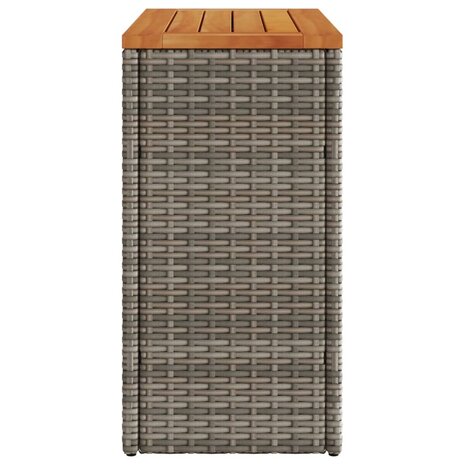 Tuinbijzettafel met houten blad 58x27,5x55 cm poly rattan grijs 6