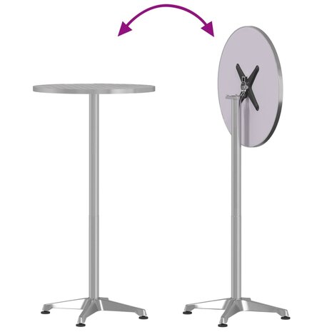 Tuinbartafel in hoogte verstelbaar Ø59,5x70/114,5 cm aluminium 6