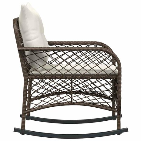 Tuinschommelstoel met kussens poly rattan bruin 5