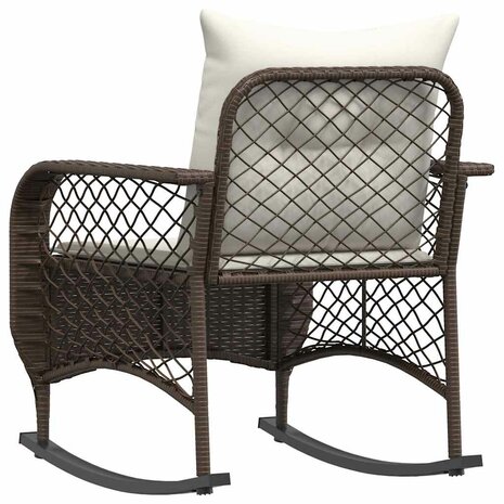 Tuinschommelstoel met kussens poly rattan bruin 6