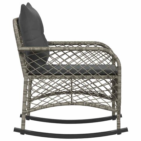 Tuinschommelstoel met kussens poly rattan grijs 5