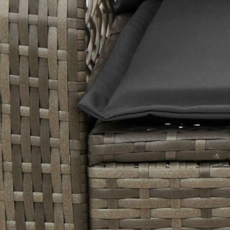 Tuinschommelstoel met kussens poly rattan grijs 7