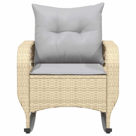 Tuinschommelstoel met kussens poly rattan beige 4