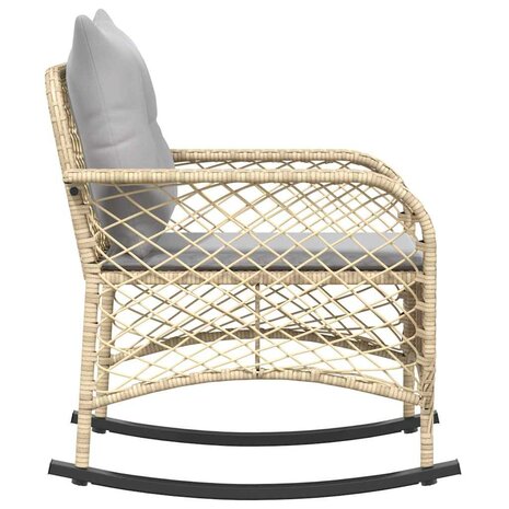 Tuinschommelstoel met kussens poly rattan beige 5