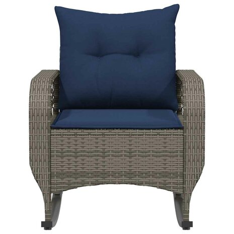 Tuinschommelstoel met kussens poly rattan grijs 4
