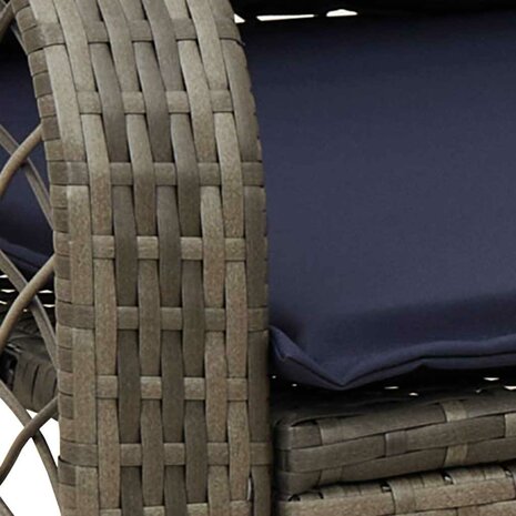 Tuinschommelstoel met kussens poly rattan grijs 8
