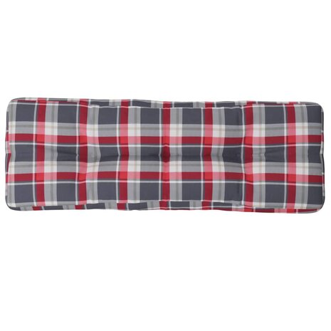 Palletkussen 120x40x12 cm stof ruitpatroon rood 2