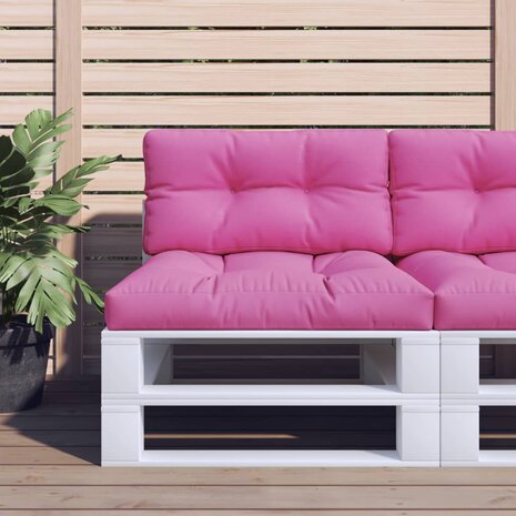 Palletkussens 2 st stof roze 1