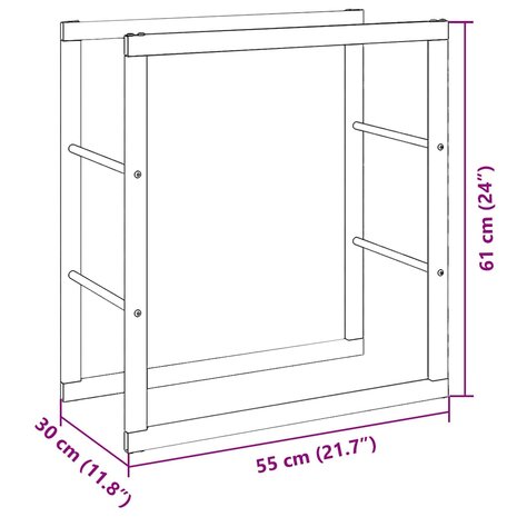 Haardhoutrek 55x30x61 cm staal zwart 8