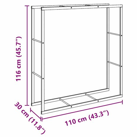 Haardhoutrek 110x30x116 cm staal zwart 8