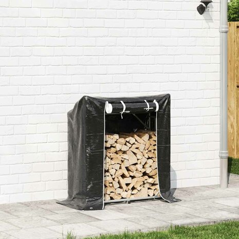 Haardhoutrek met regenhoes 100,5x40,5x110,5 cm staal 3
