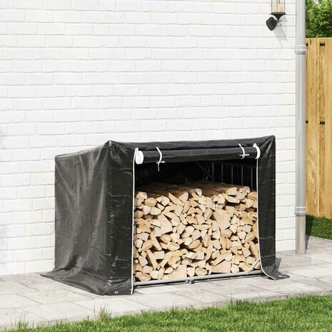 Haardhoutrek met regenhoes 150,5x100,5x110,5 cm staal 3