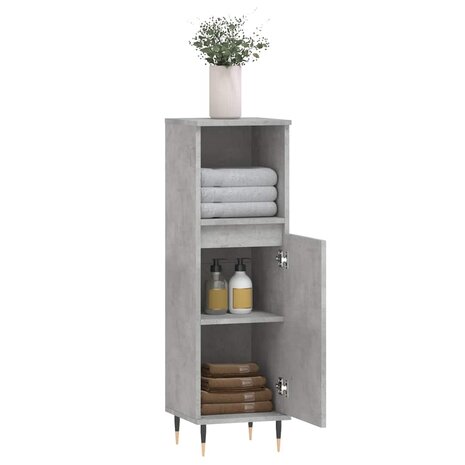 Badkamerkast 30x30x100 cm bewerkt hout betongrijs 4