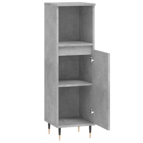 Badkamerkast 30x30x100 cm bewerkt hout betongrijs 6