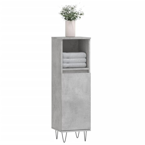 Badkamerkast 30x30x100 cm bewerkt hout betongrijs 3