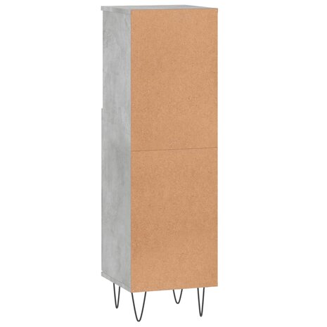 Badkamerkast 30x30x100 cm bewerkt hout betongrijs 8
