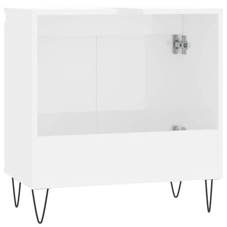 Badkamerkast 58x33x60 cm bewerkt hout hoogglans wit 7