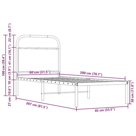 Bedframe zonder matras bewerkt hout sonoma eikenkleur 90x190 cm 9