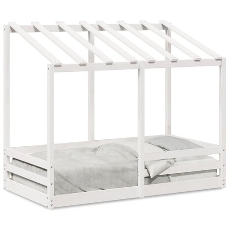 Kinderbed met bedhuis 70x140 cm massief grenenhout wit 2